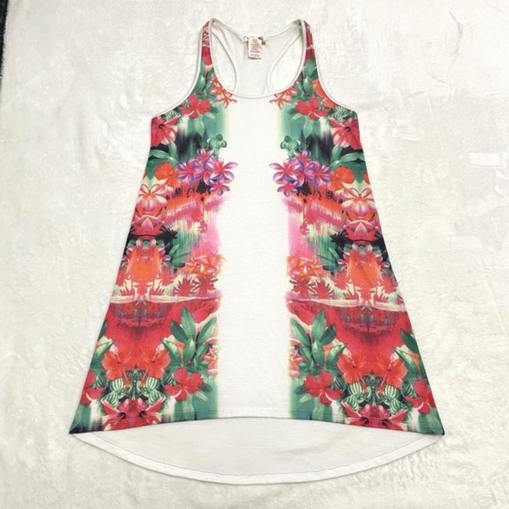 Y2K Vintage OP Ocean Pacific Dress Junior's Small 3/5 Sleeveless Sundress Foral